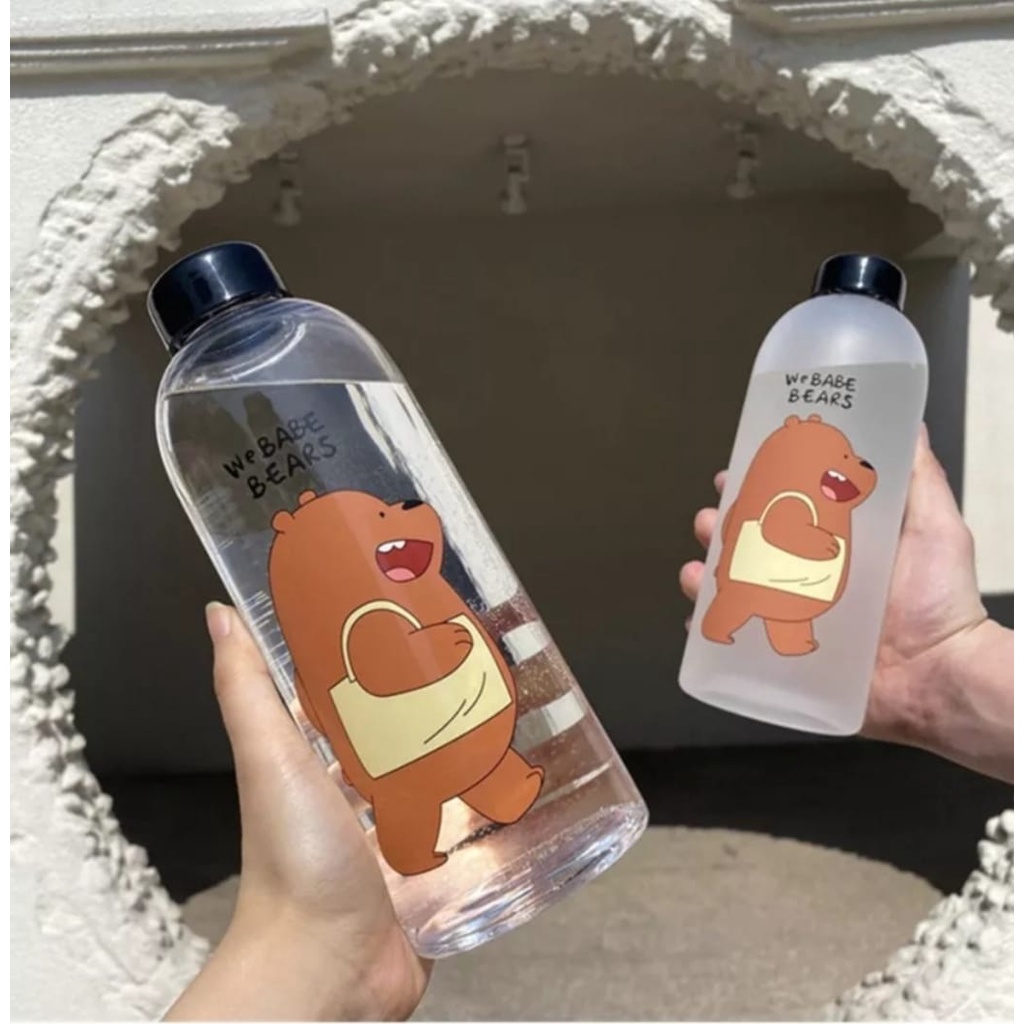 Botol Minum 1 Liter Viral Karakter Kartun We Babe Bears Bening Doff Anti Tumpah Dan Bocor -Botol Minuman Anak Sedotan Botol Minum Cartoon Multifungsi Motif Lucu 1000 ML Food Grade BPA Free