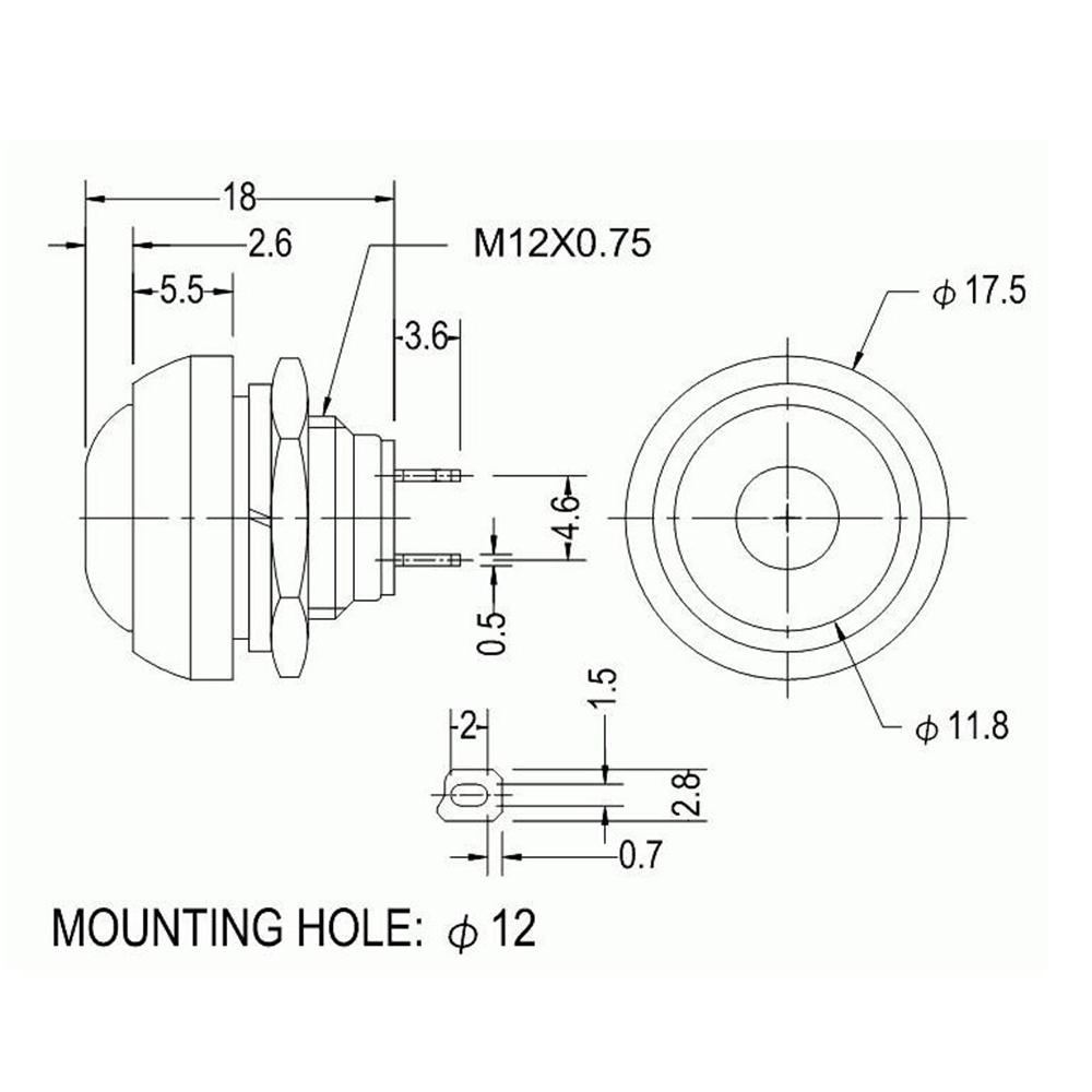 Lanfy PBS-33B 12mm Tombol Tekan ON/OFF Bulat Anti Air