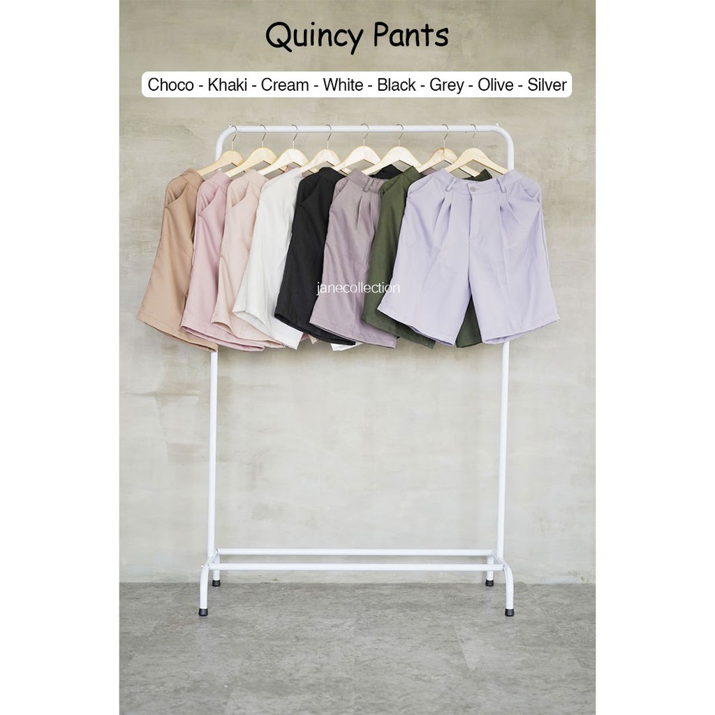 JANE COLLECTION || Celana Pendek Kulot Bawahan Wanita Katun Quincy Pants Hitam Putih Coklat Karet