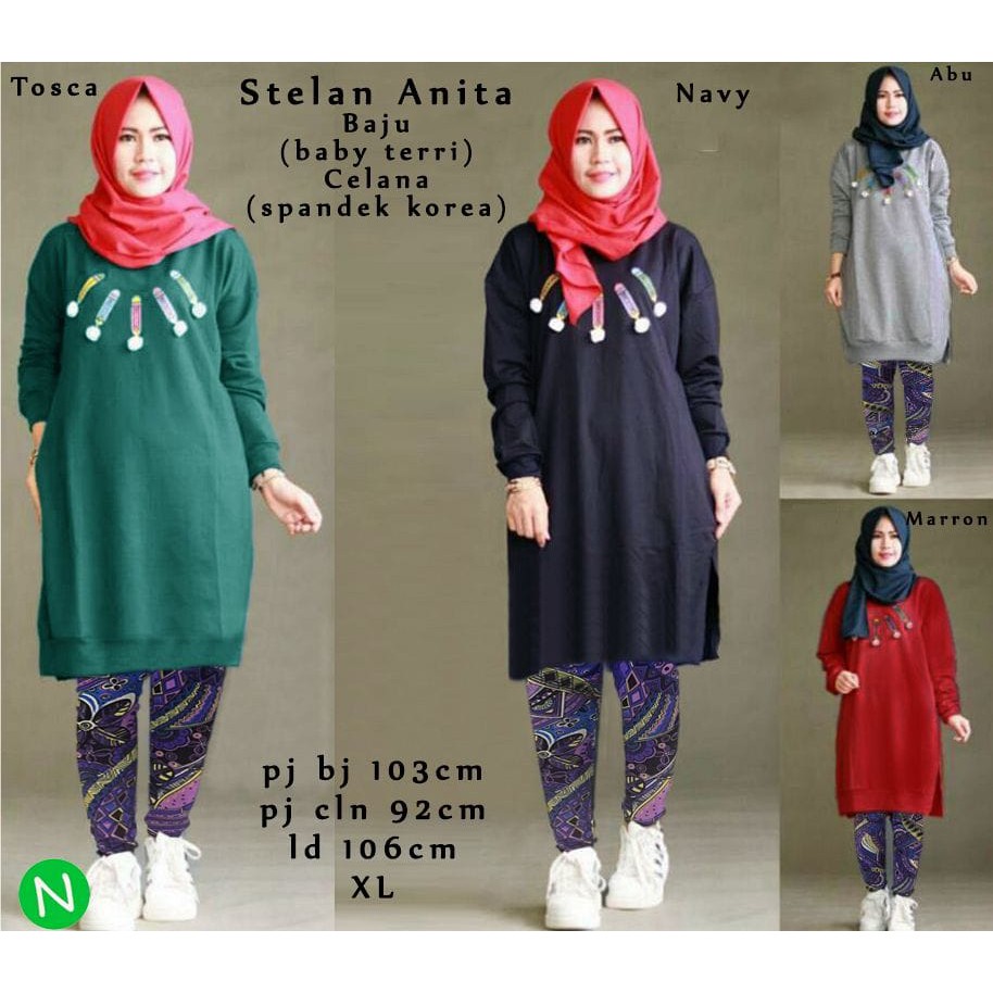 Set Long Adidas W setelan olahraga baju celana lengan panjang abu hitam grey black i4655847 5746 ste