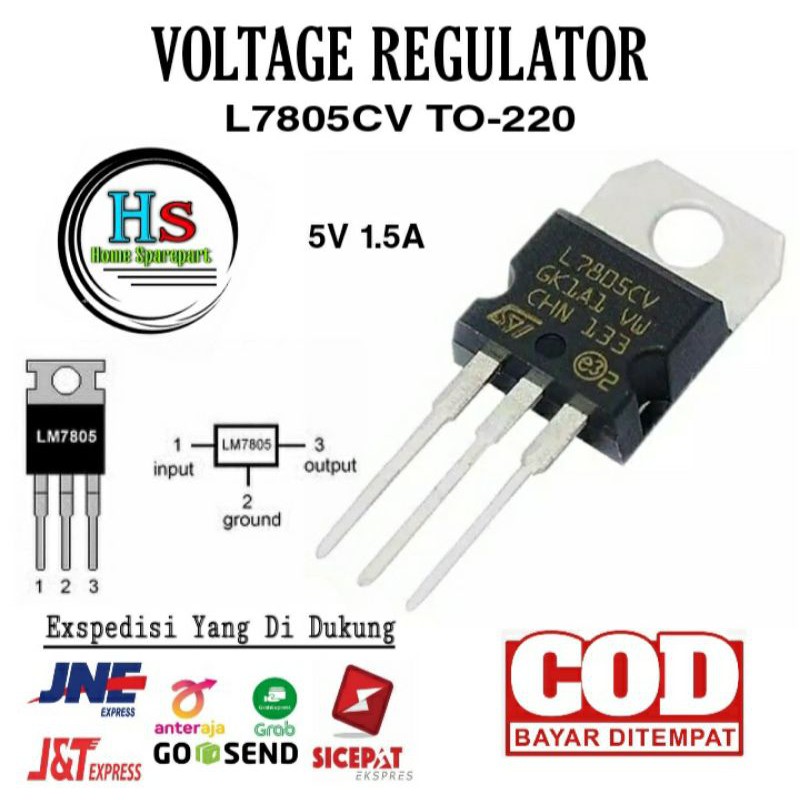 L7805CV L7805 7805 TO-220 Positive Voltage Regulator 5V / IC Voltage Regulator L7805 Termurah
