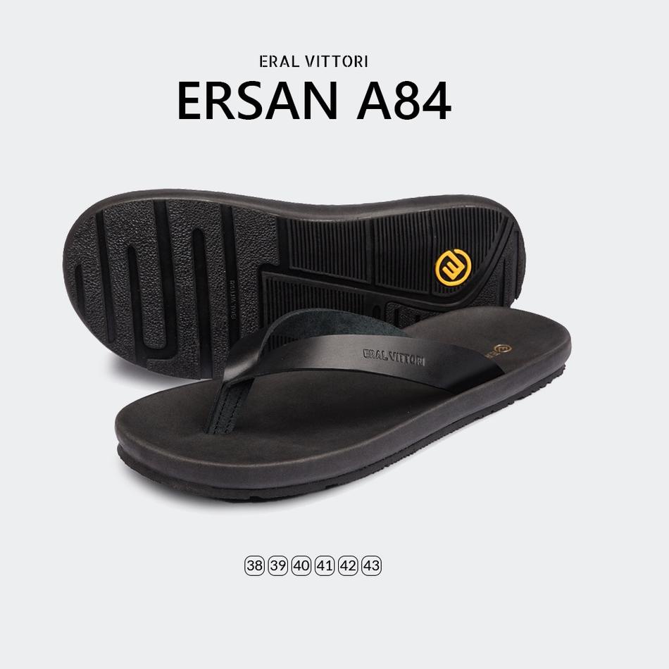 Bagus Banget.. ERAL VITTORI - Sandal Pria Kulit Ersan A84 Hitam