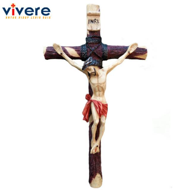 Salib Yesus Motif Kayu 43 cm