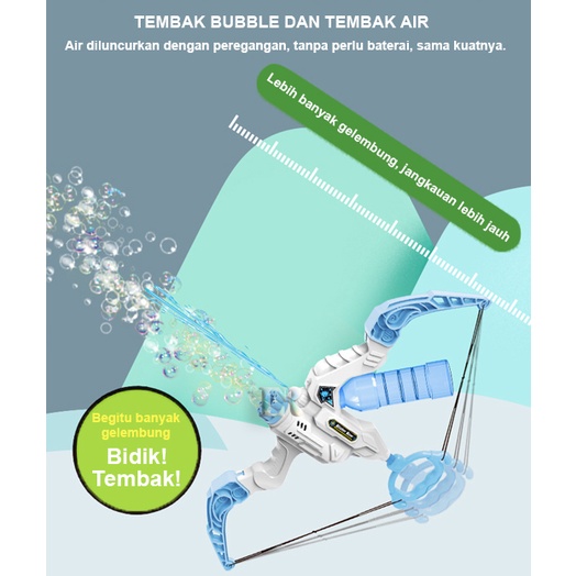 Mainan Anak Busur Panah LED Air 2 in 1 Mesin Gelembung Portable 10 Lubang Electric Mainan Untuk Anak - Anak Pembuat Gelembung Sabun