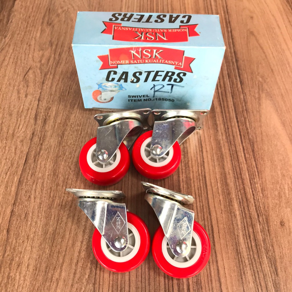 Roda caster kaster etalase 2" Nylon PU / Teflon (4pc) NSK