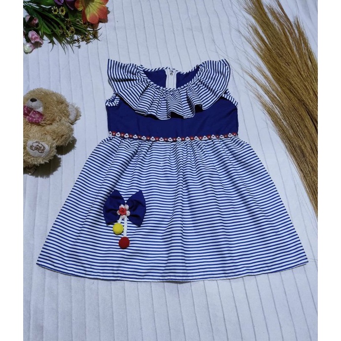 Dress Anak 1 2 tahun strip singlet Lala gaun anak cewek perempuan Fatonah Shop nana singlet ( dress nana strip )