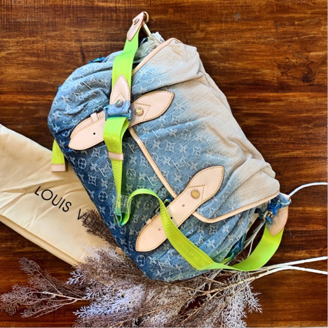 LV sunrise sling blue denim ombre mirror second bekas ori leather Preloved