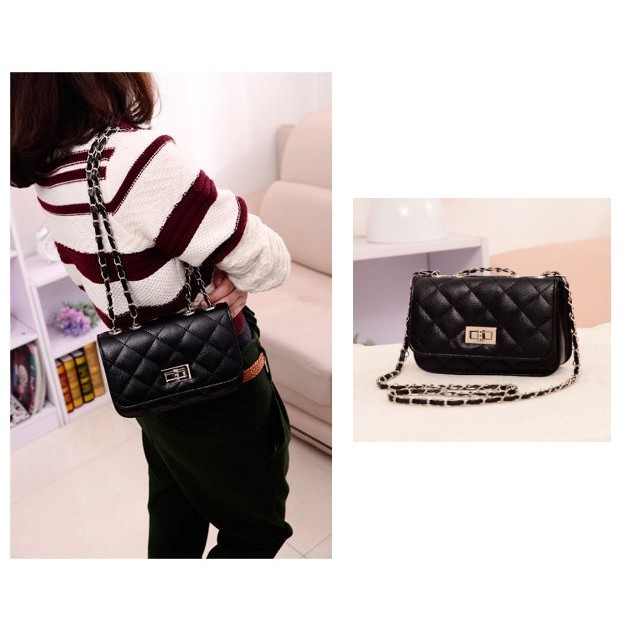 TAS SELEMPANG WANITA KULIT TA006B5 MALEA HITAM MURAH RANTAI IMPORT PREMIUM BATAM FASHION SLING BAG