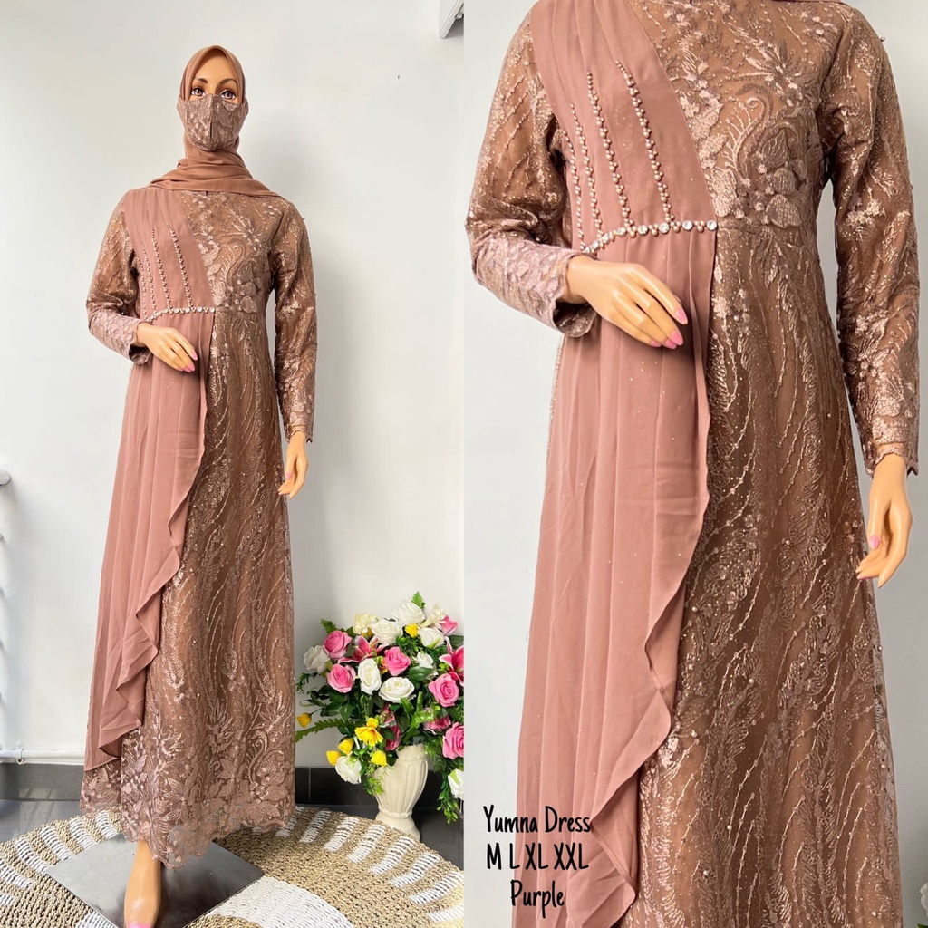 Gamis Yumna Dress Payet Slendang Premium || [COD] Bayar di Tempat || Gamis Wisuda Remaja Terbaru || Terlaris Gamis Pesta Tille Tuton Premium || Gamis Seragam Pesta Modern 2022