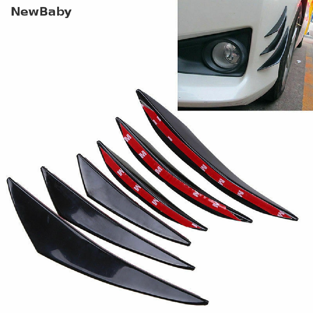 NewBaby 6Pcs Car Front Bumper Lip Splitter Fins Body Spoiler Canards Refit Gloss Black ID