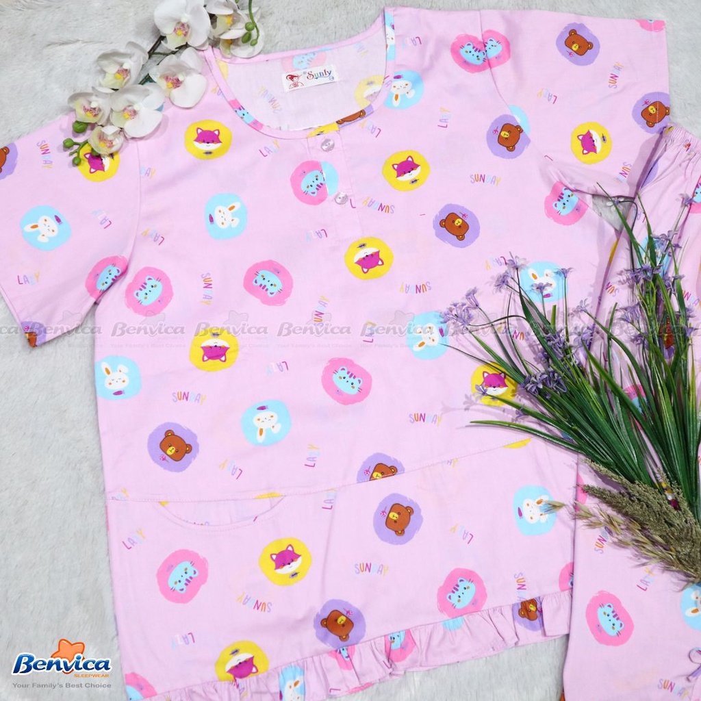 BAJU TIDUR CELANA PENDEK KATUN (3/4) SUNLY ADEM PREMIUM BANYAK MOTIF