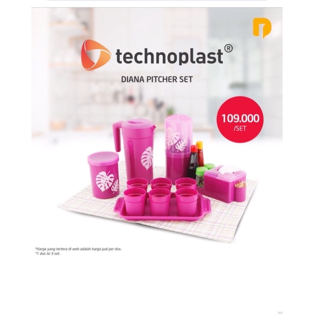 Diana Pitcher Set / Teko dan gelas satu set