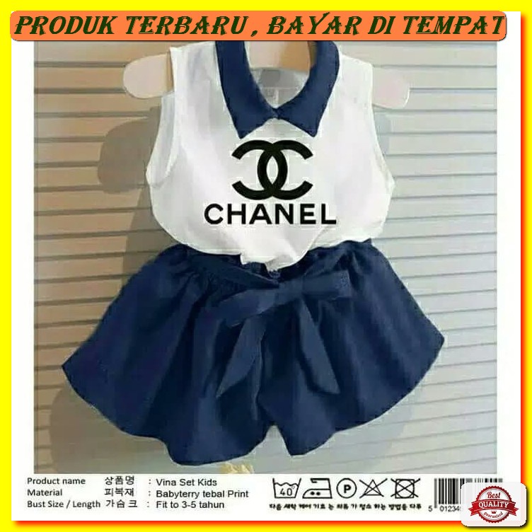St Baju Setelan Wanita Dewasa Kekinian Import Murah Fashion Musli PN602 [St Vani Channel Navy Up Sl