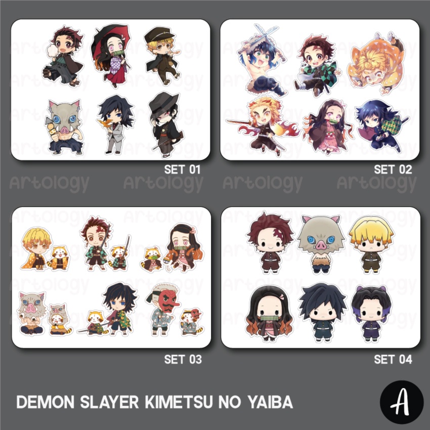 Sticker Set Cute Chibi Demon Slayer Kimetsu No Yaiba DIY Jurnal Planner Lucu Imut Anime Manga Netsuk