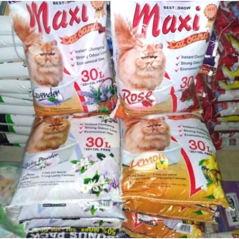 GOJEK ONLY Pasir Maxi 30litter Pasir Kucing Wangi & Gumpal All Variant