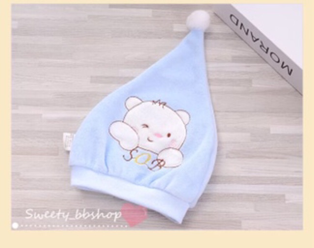 Topi bayi kurcaci katun newborn bordir beruang 0-4 bulan