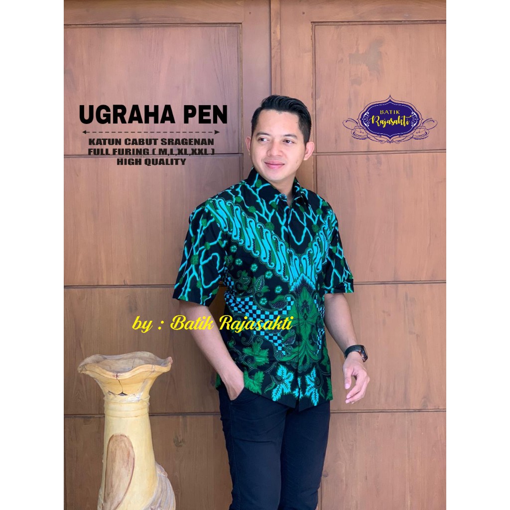 UGRAHA RAJASAKTI KEMEJA BATIK SOLO PRIA LENGAN PENDEK LAPIS FURING ATASAN BATIK PREMIUM MODERN KATUN HALUS BAHUWIRYA  BANAMITRA BANAMITRA PUTIH BANGSAWAN BAYU PUTRA BERLIAN BIRU BHARATAYUDA BIMASENA BIRENDRA BIRU INDAH BRAHMAKERTA BRAHMAKERTA MERAH BUDIDR