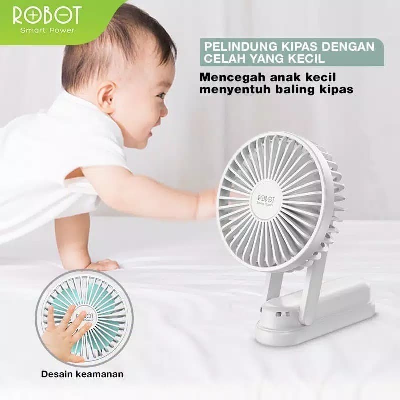 KIPAS ANGIN Portable ROBOT RT-BF11 Fold Mini Fan Power bank 2000mAh