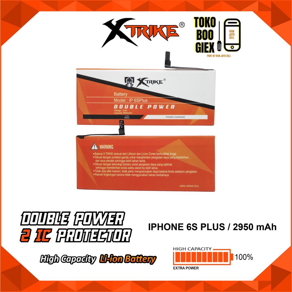 Baterai XTRIKE Double Power Iphone 6S+ / 6S PLUS Batre Batere
