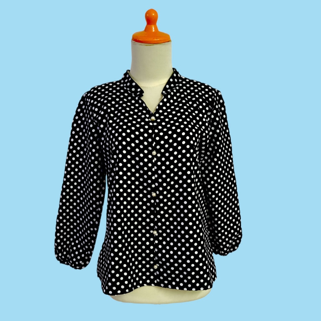 Atasan wanita blouse wanita motif polkadot korean outfit 899