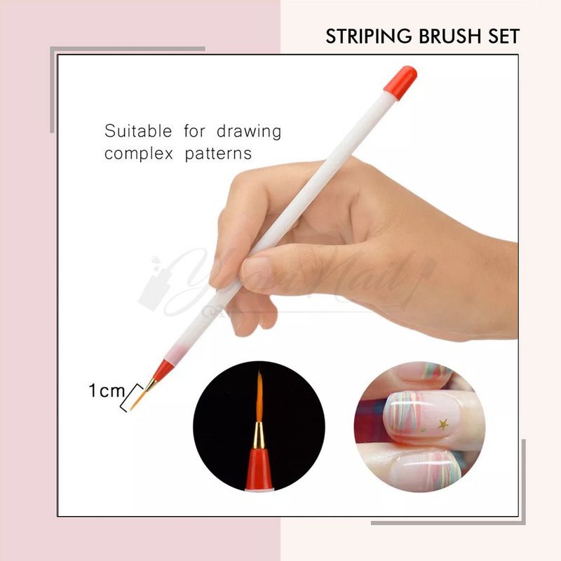 Striping brush set 3pcs stripping brush kuas nail art stripe liner