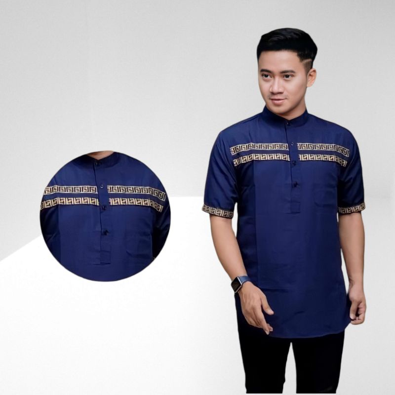 Baju Koko Kurta Pria Toyobo Import Pakaian Muslim Pria Koko Pakistan Lengan Pendek Kemeja Muslim Size M L XL