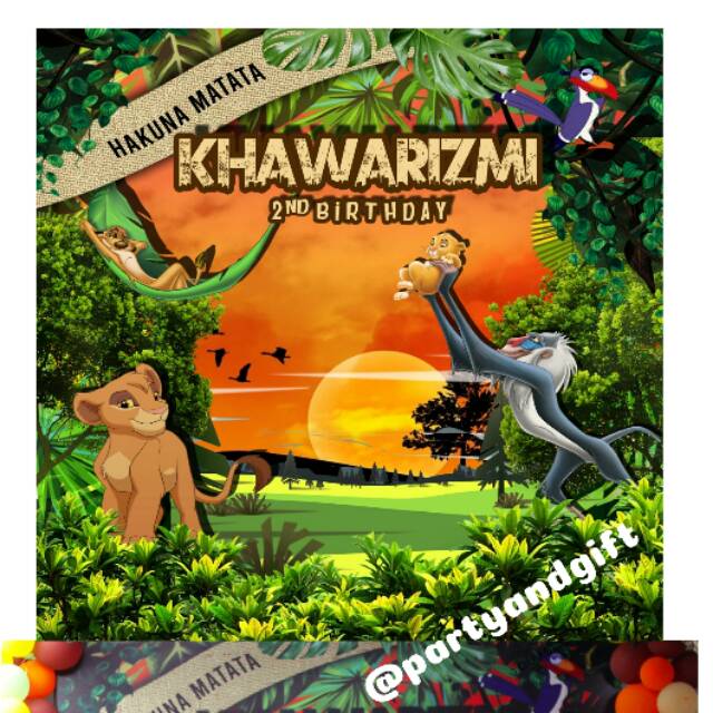 Backdrop Banner Spanduk Ulang Tahun Sweet Seventeen Lion King