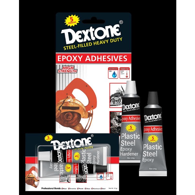 

DEXTONE 5 MENIT PLASTIC STEEL EPOXY ADHESIVE POWER GLUE LEM BESI CAMPUR
