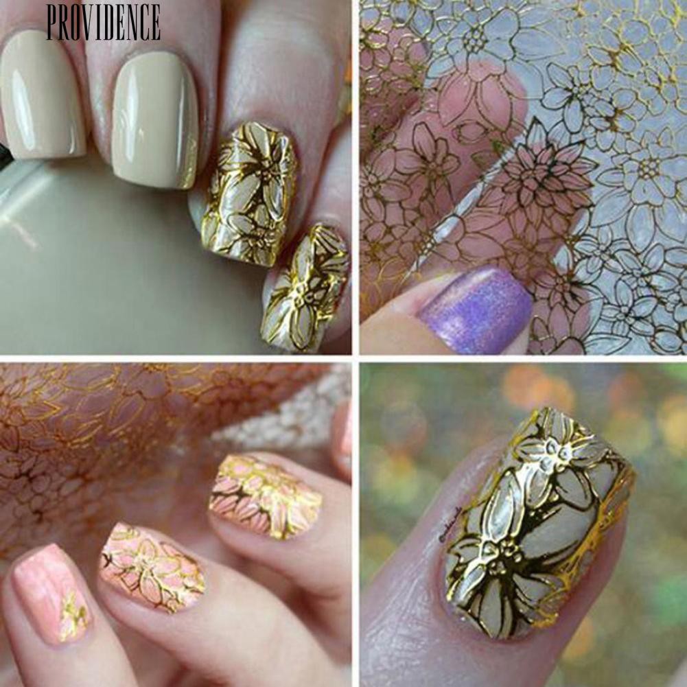 [Bayar Di Tempat]Stiker Kuku Motif Bunga Mekar Timbul 3D untuk Dekorasi Nail Art DIY