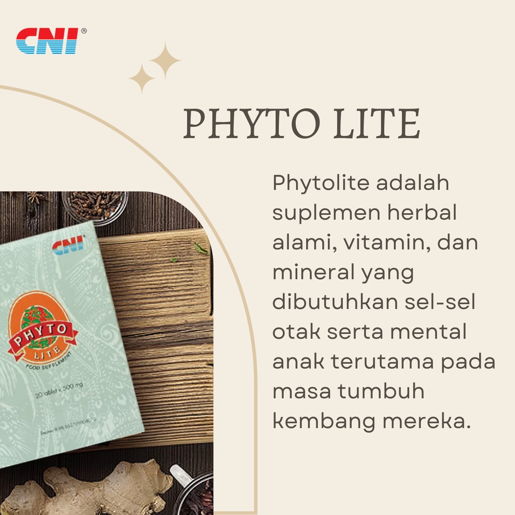 CNI Phyto Lite Vitamin Kecerdasan Otak Herbal Alami Untuk Perkembangan Mental Anak Phytolite Isi 20 Tablet