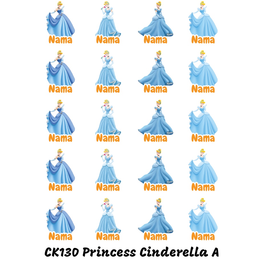 

Sticker Nama Cutting Label Waterproof Tahan Air Cinderella A (CK130)