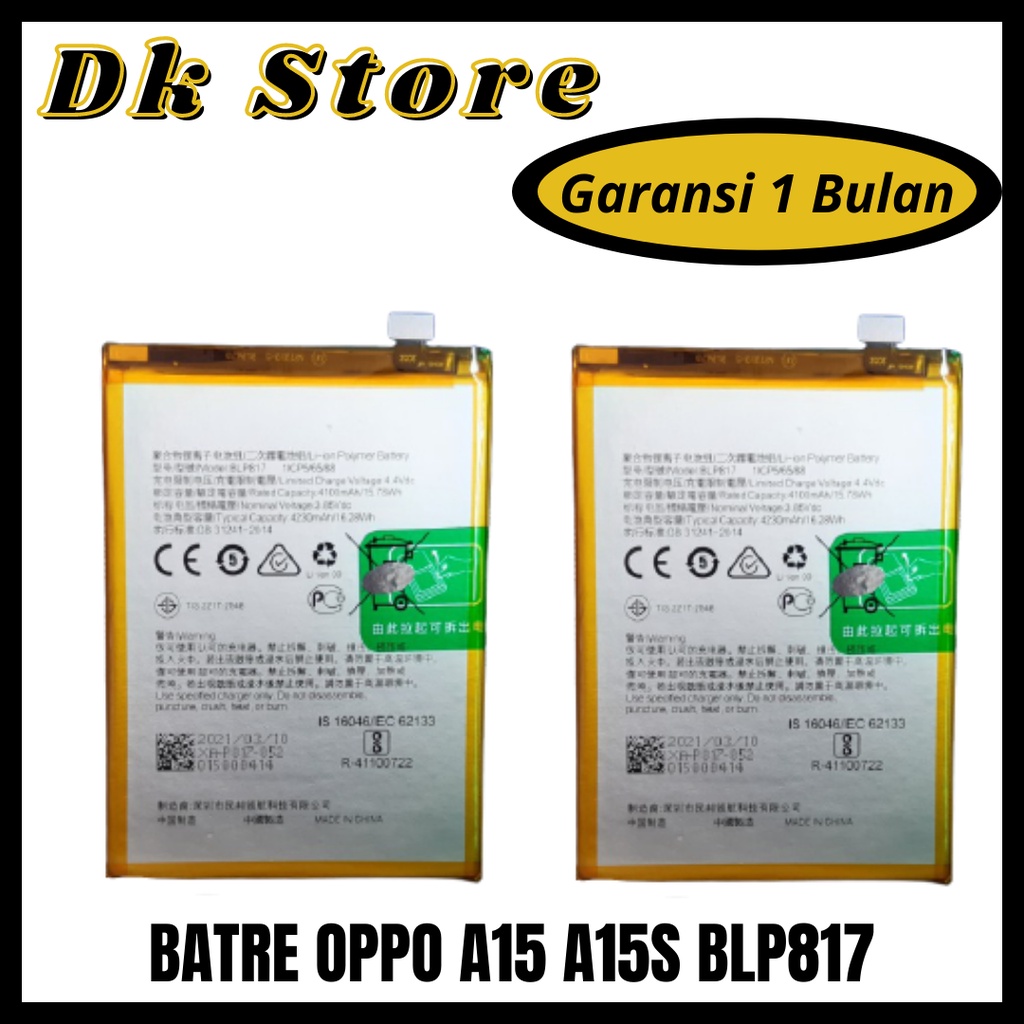 Batre Baterai Battery Batery OPPO A15 A15S BLP817 ORIGINAL 4100 mAh BLP 817 A15 S