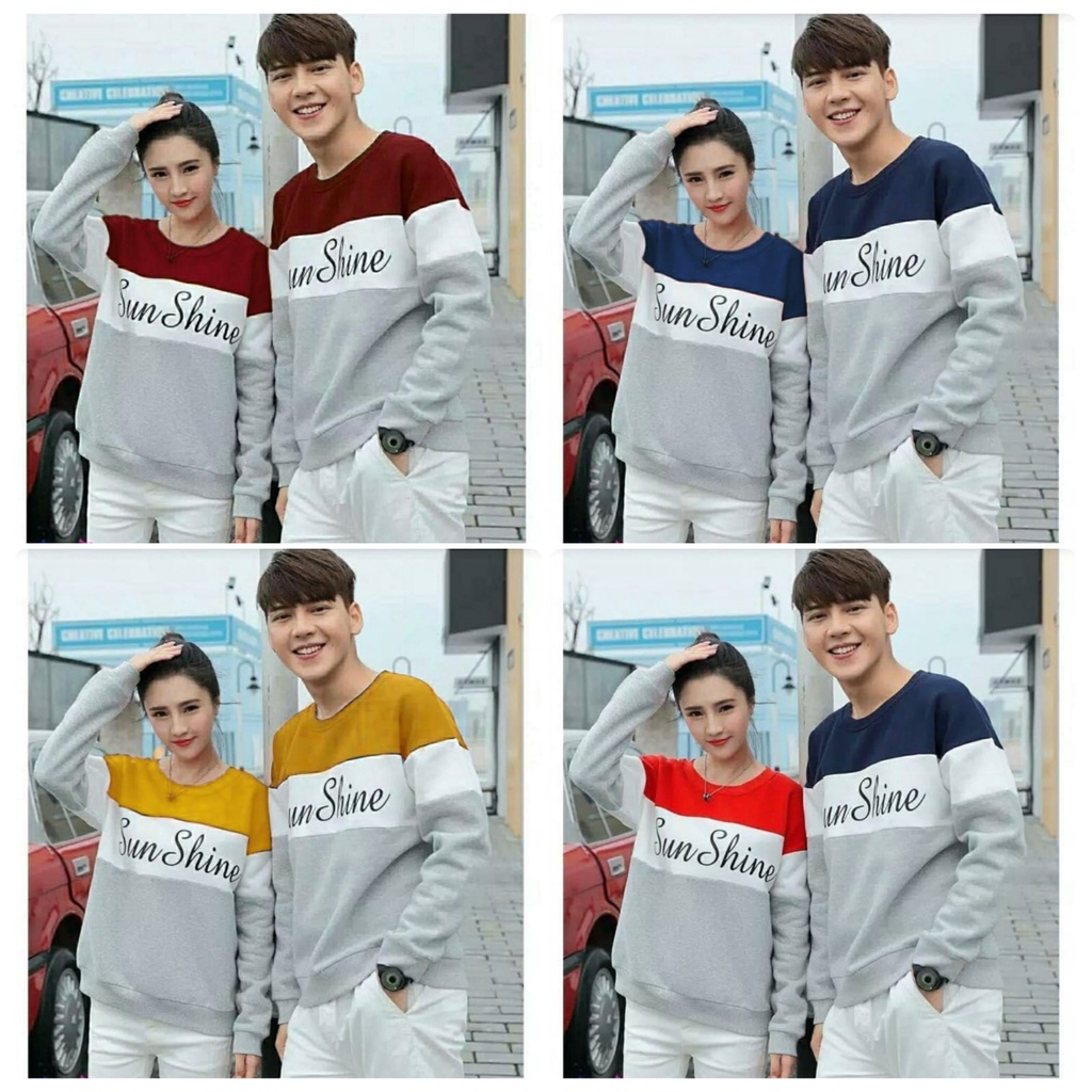 3 UKURAN L XL XXL CP SUNSHINE PAKAIAN COUPLE PASANGAN ATASAN SWEATER SWEETSHIRT FEHM