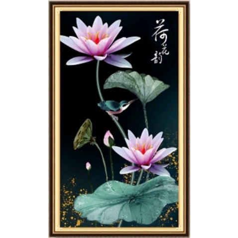 paket kristik bunga lotus teratai pola kain lotus oriental flower full cross stitch kit 11ct embroid