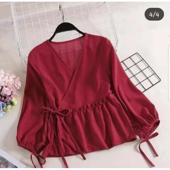 MELISA BLOUSE/atasan termurah/atasan terbaru/korean/blouse lucu/atasan gemes/terlaris/moscrepe