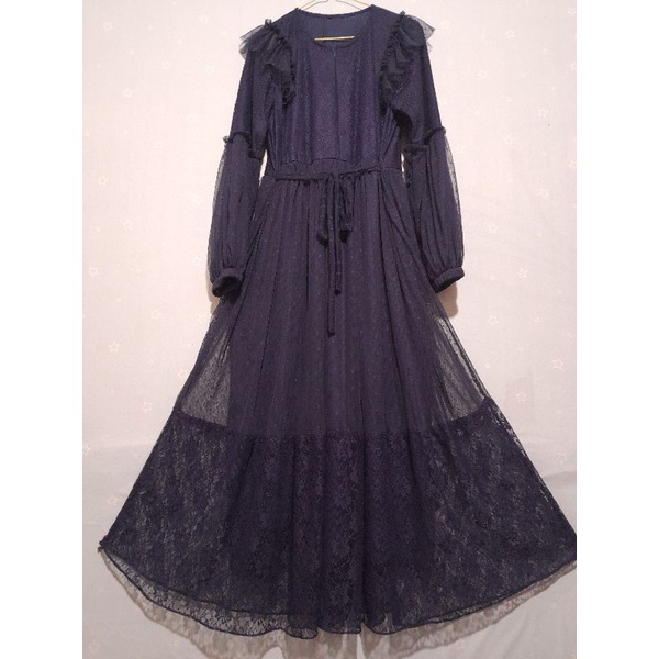 Dress Brukat Kombinasi Tile Dot