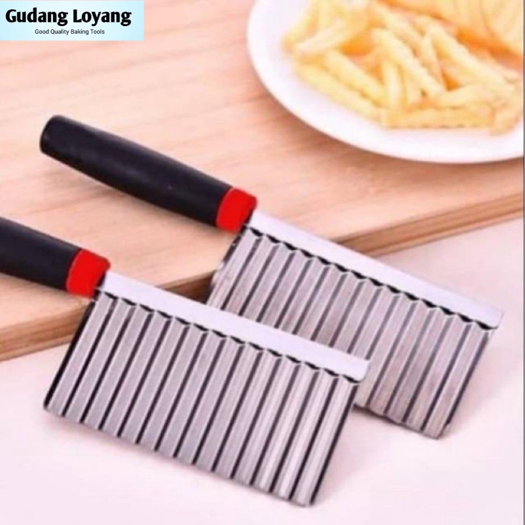 Pisau Pemotong Kentang Bentuk Gelombang Bahan Stainless Steel Pisau Acar