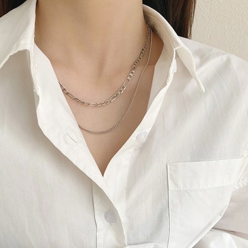 Temperament double layer niche light luxury simple stacking clavicle chain