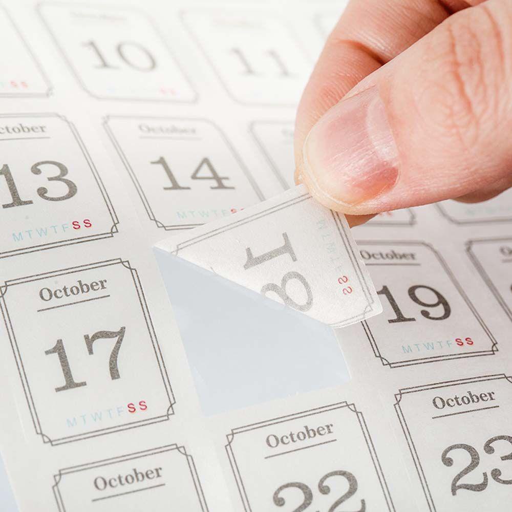 REBUY Rebuy Kalender Stiker DIY Label Buku Pegangan Dekorasi Alat Tulis Stiker Untuk Dekorasi Agenda Planner Kertas Tab Bulanan