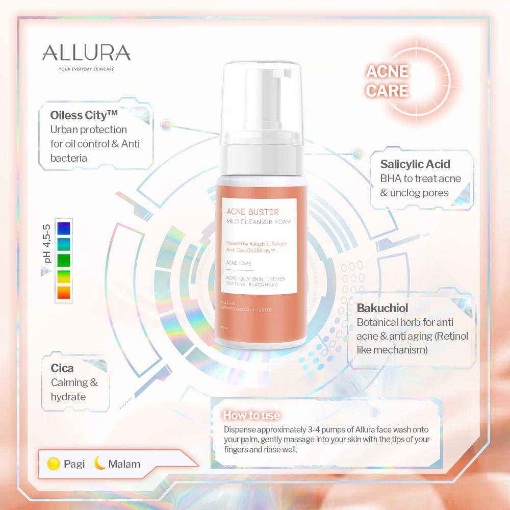 ALLURA Cleanser Foam Hydralife / Oil Control / Glowing / Acne Buster - 100gr