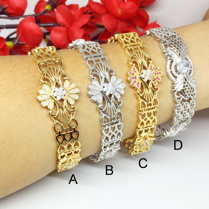 Gelang Pesta Xuping Batu Putih Elegan Lapis Emas - BB428