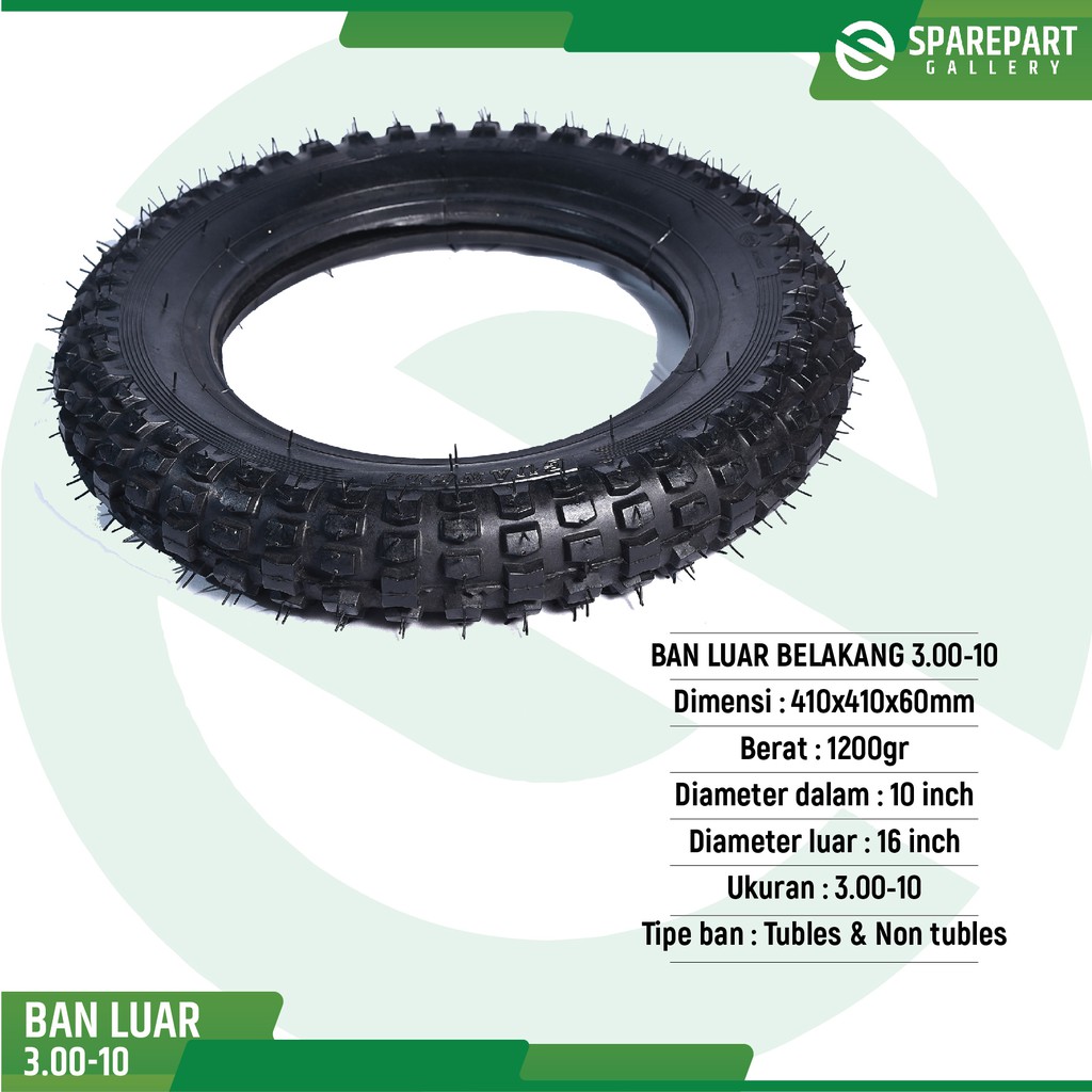 Ban Belakang luar 3.00-10 skuter listrik Mr.Jackie type XCross