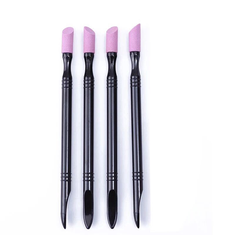 Double-end Quartz Nail Pen Pusher Trimmer Nail Art Alat Batang Gerinda Perawatan Kuku Set Kutikula Remover Quartz Polishing Pen Bisa Dicuci Kulit Mati