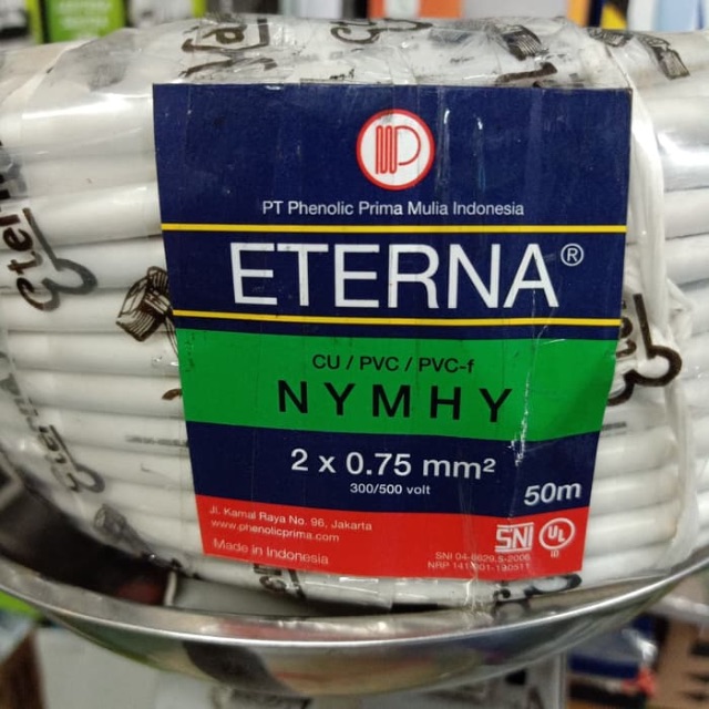 Kabel eterna NYMHY 2x0,75 eceran/ meteran