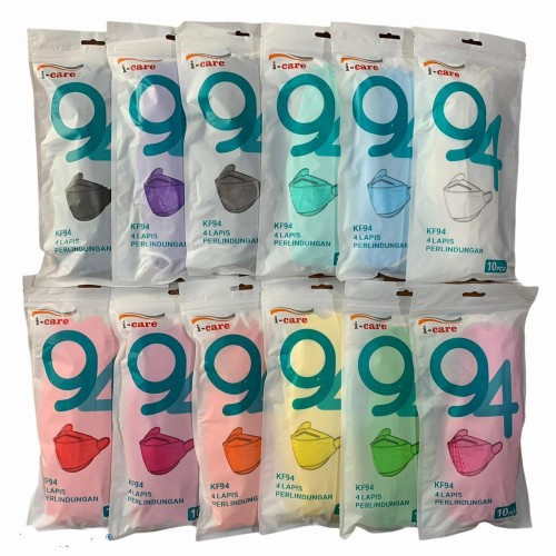 Rc [isi 10pcs] Masker KF94 Earloop 4ply Disposable Mask Tali Kuping Model Evo Korea warna