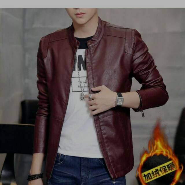 JAKET KULIT DOMBA WARNA MAROON