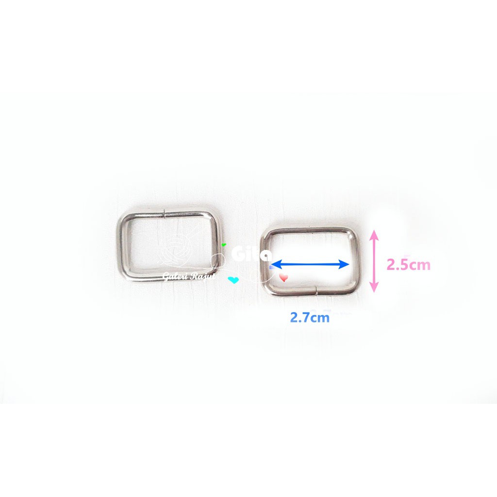 (2pcs)Ring Persegi 2.5cm Nikel 4mm / Ring Tas Persegi