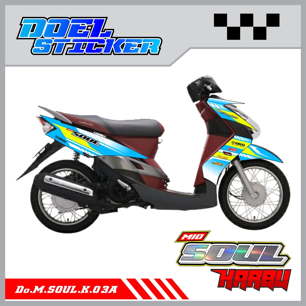 STICKER STRIPING MIO SOUL KARBU - STICKER STRIPING LIST VARIASI HOLOGRAM , CROME YAMAHA MIO SOUL KARBU DOEL 03A