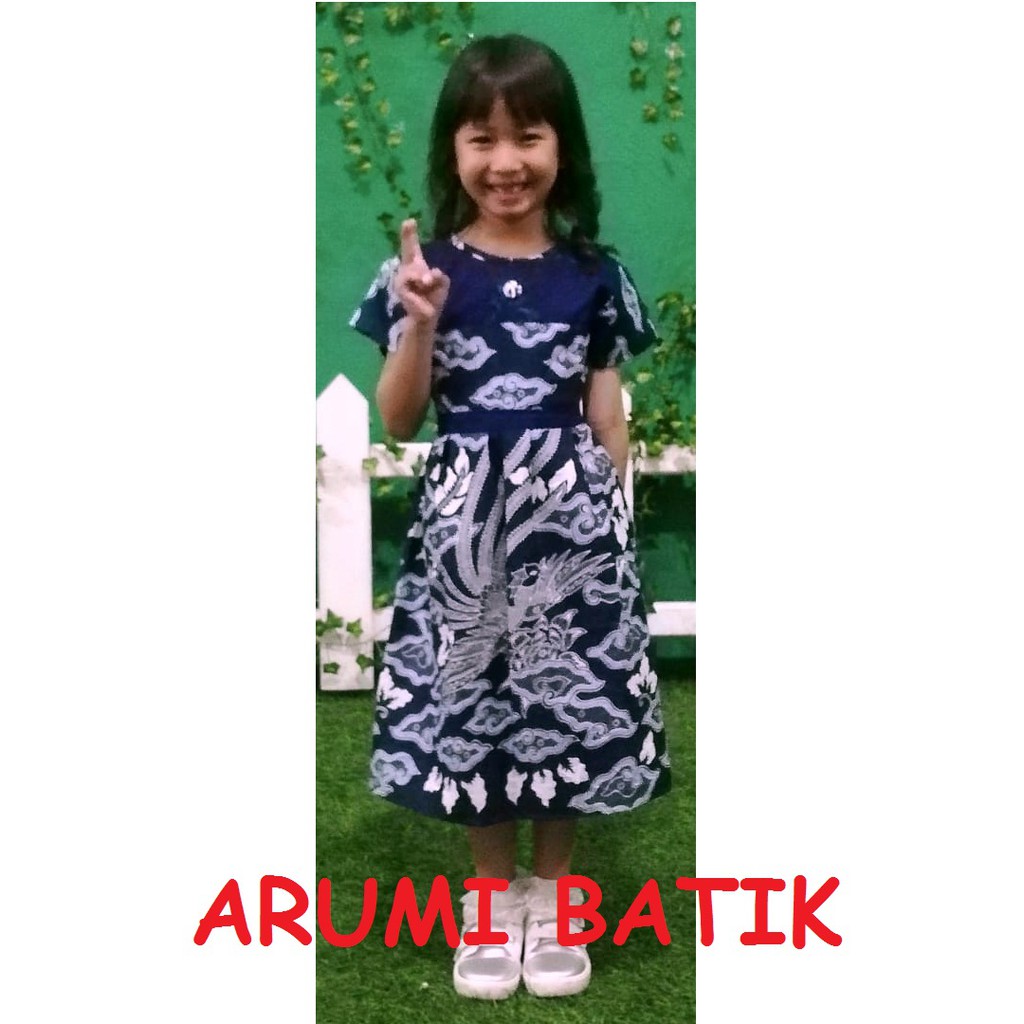 Dress Dres Terusan Baju Seragam Batik Anak Perempuan 2841 Balita TK SD