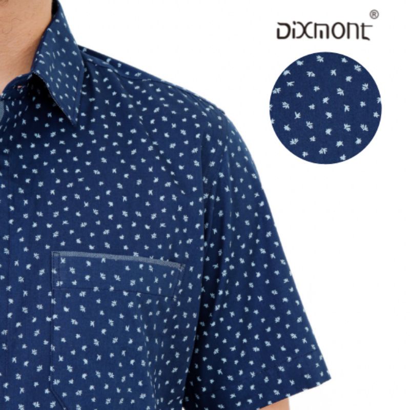 Dixmont Kemeja Pria Basic Formal Motif Lengan Pendek Hem MS02022